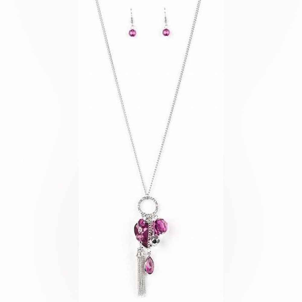 ❣️Long Purple heart charm necklace❣️*